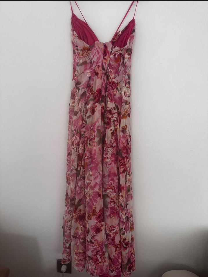 Pembe Bohem Uzun Askılı kuşaklı uçuş uçuş havuz başı  Elbise - Görsel 2