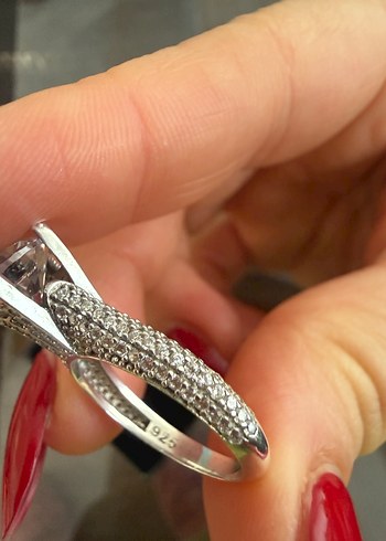 925 ayar gümüş tektaş yüzük - Görsel 3