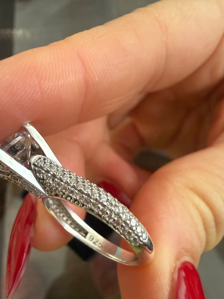 925 ayar gümüş tektaş yüzük - Görsel 3