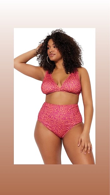 Trendyol & Milla Trendyol Curve Animal Desenli Pembe Bikini Takımı