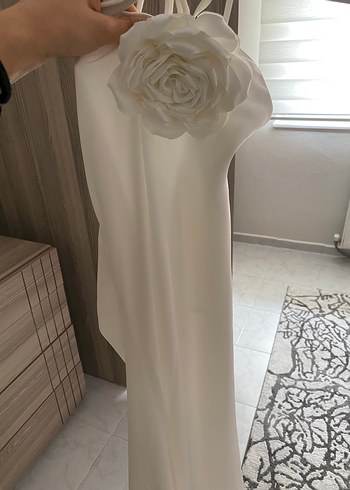 Beyaz Uzun Düz elbise - Görsel 3