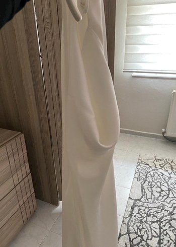 Beyaz Uzun Düz elbise - Görsel 4