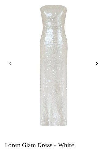 Beyaz Parlak payetli Uzun Straplez Elbise - Görsel 2