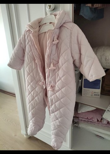 Düğmeli Pembe Bebek Kış Tulumu - Görsel 2