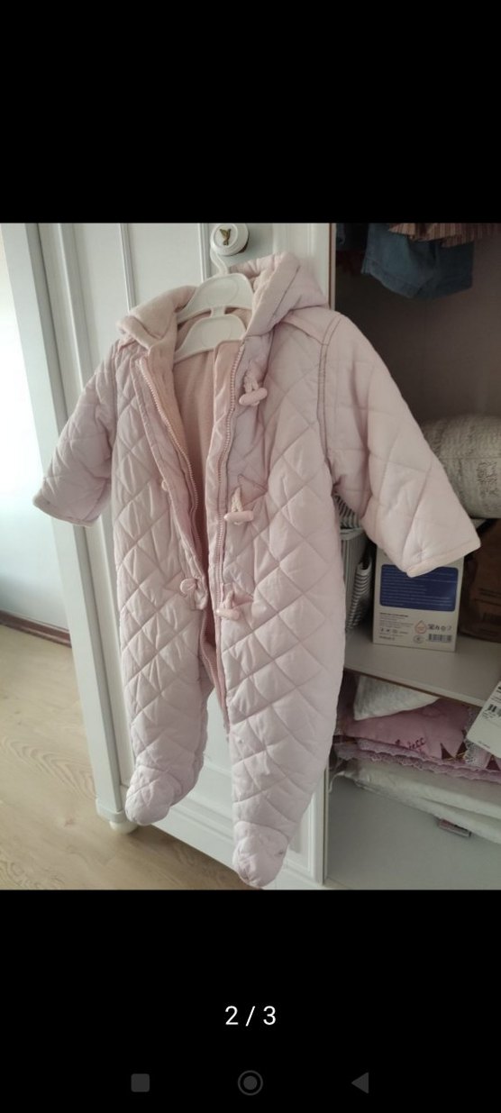 Düğmeli Pembe Bebek Kış Tulumu - Görsel 2