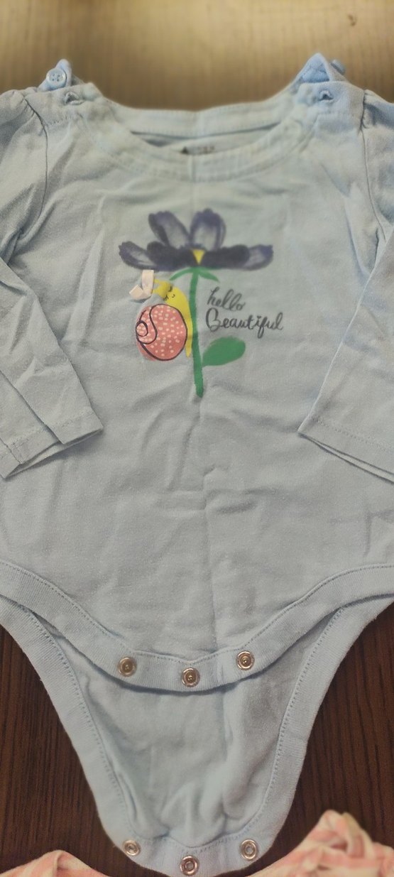 Uzun Kollu, Baskılı Bebek Body - Mavi - Görsel 3