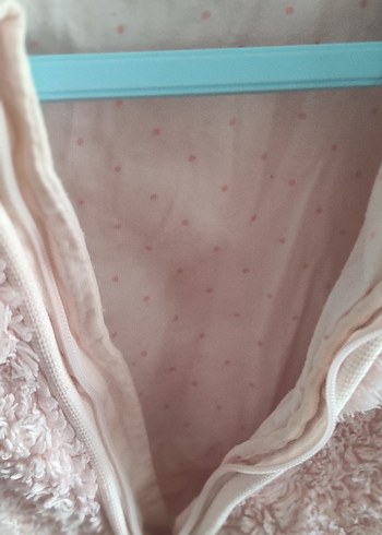9 Ay Beden pembe Renk Peluş Detaylı Pembe Bebek Tulum