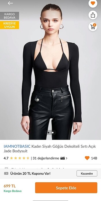 Göğüs dekolteli Sırtı Açık Bodysuit