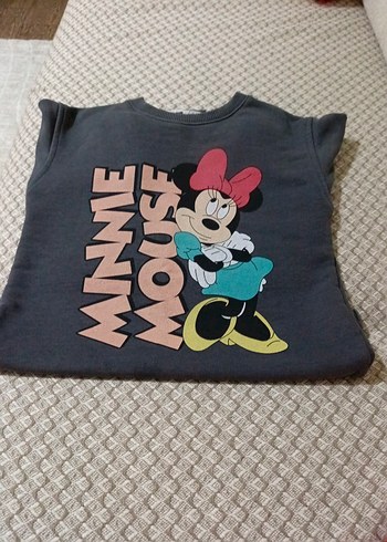 Minnie Mouse Baskılı Gri Kız Sweatshirt - Görsel 2