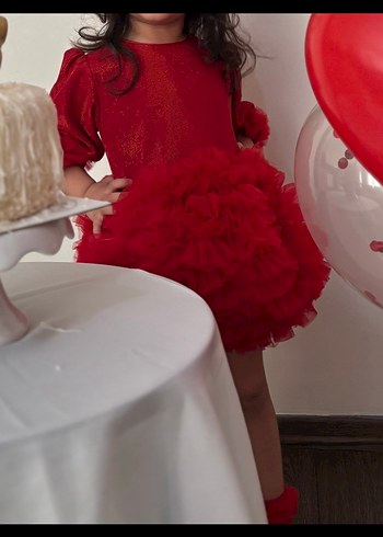 Kız Çocuk Kırmızı Fırfırlı Bolero - Görsel 2