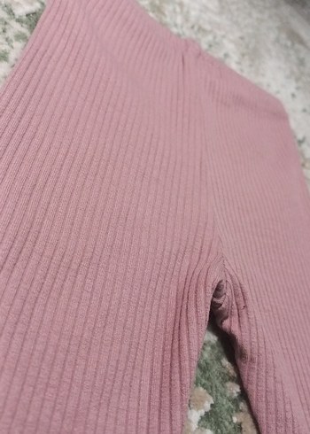 Kız Çocuk Pembe Nakışlı Triko Tayt - Görsel 3