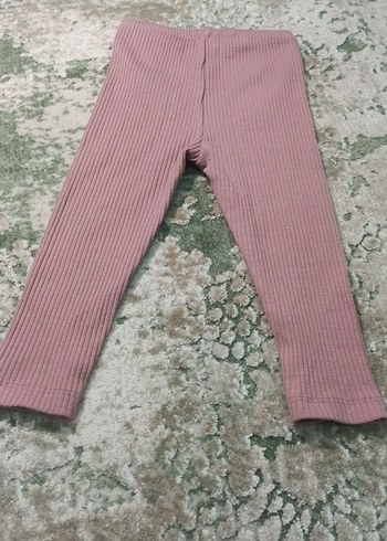 Kız Çocuk Pembe Nakışlı Triko Tayt - Görsel 2