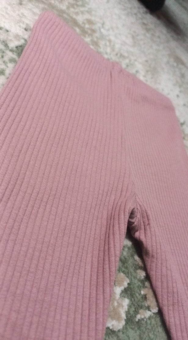 Kız Çocuk Pembe Nakışlı Triko Tayt - Görsel 3