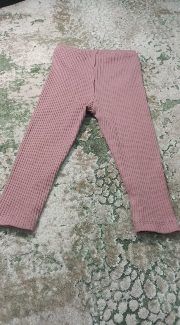 Kız Çocuk Pembe Nakışlı Triko Tayt - Görsel 2