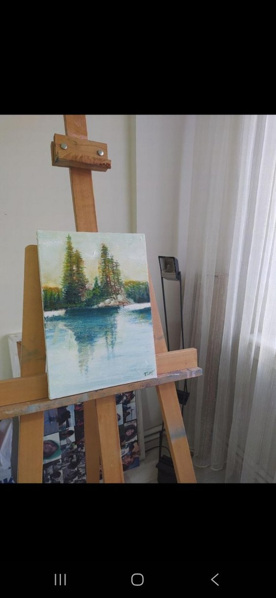 Mavi Tonlarda Doğa Manzarası Yağlı Boya Tablo - Görsel 2