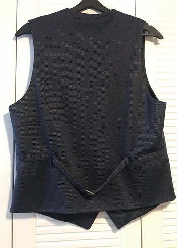 Düğmeli Gri Denim Erkek Yelek - Görsel 2