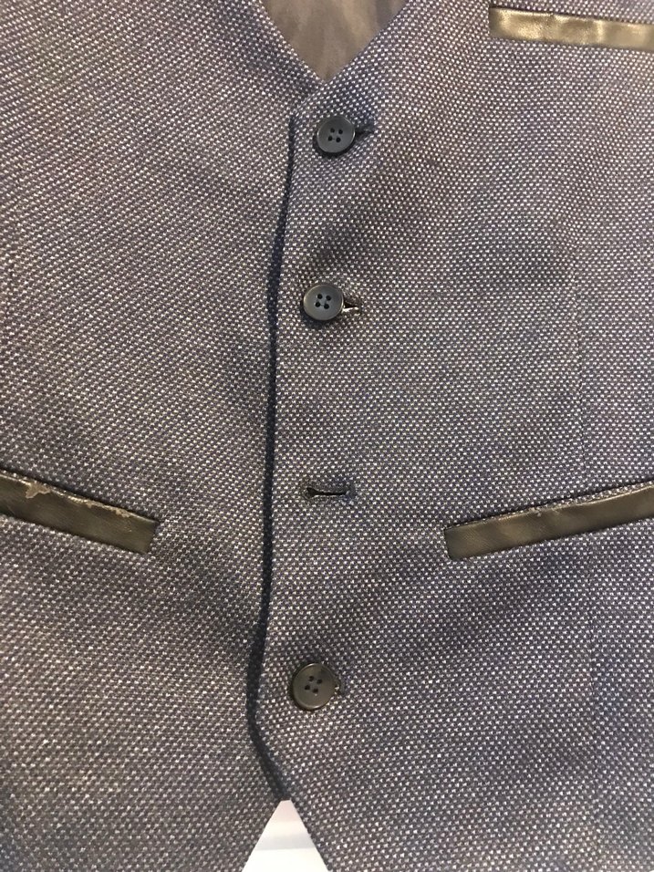 Düğmeli Gri Denim Erkek Yelek - Görsel 4