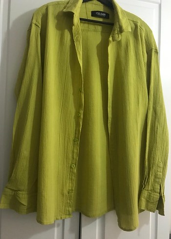 Düğmeli Sarı Keten erkek Gömlek - Görsel 3