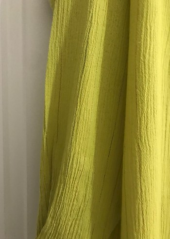 Düğmeli Sarı Keten erkek Gömlek - Görsel 4