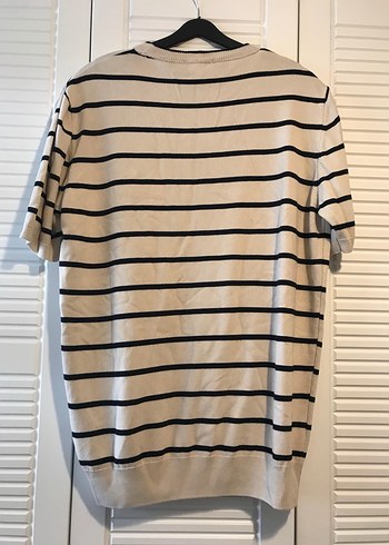 Bej Çizgili Kısa Kollu Erkek Tişört - Görsel 2