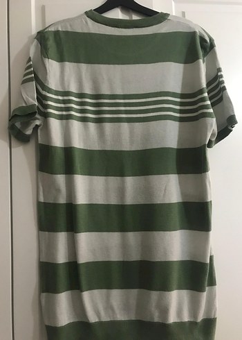 Yeşil Gri Çizgili Kadın Triko Kazak Avva - Görsel 2