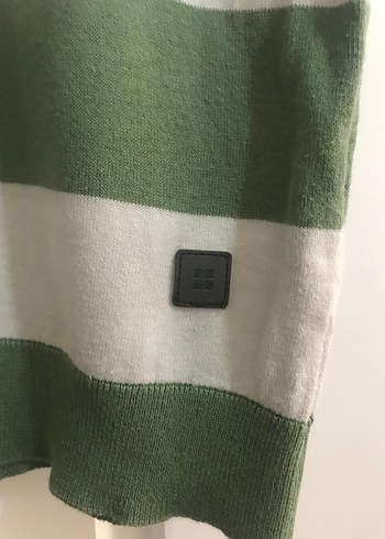 Yeşil Gri Çizgili Kadın Triko Kazak Avva - Görsel 3