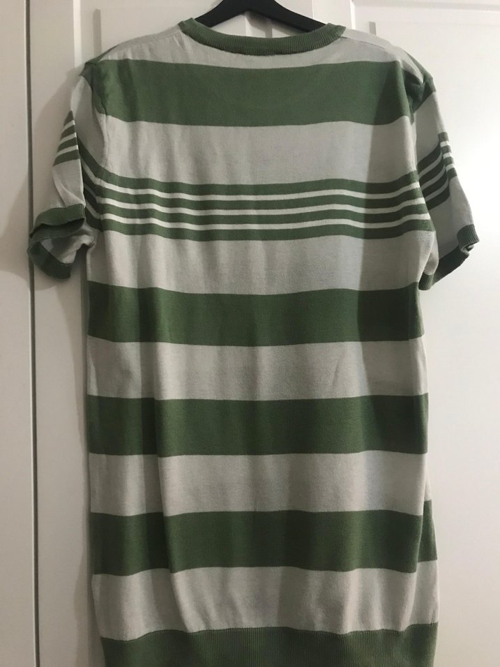 Yeşil Gri Çizgili Kadın Triko Kazak Avva - Görsel 2