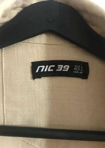 Bej Keten Erkek Gömlek, Uzun Kollu, Düğmeli - Görsel 3