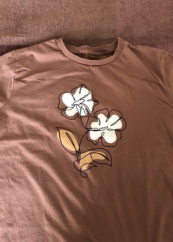 Baskılı Kahverengi Tişört - Görsel 2