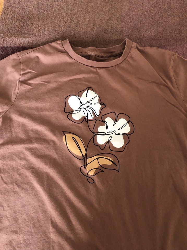 Baskılı Kahverengi Tişört - Görsel 2