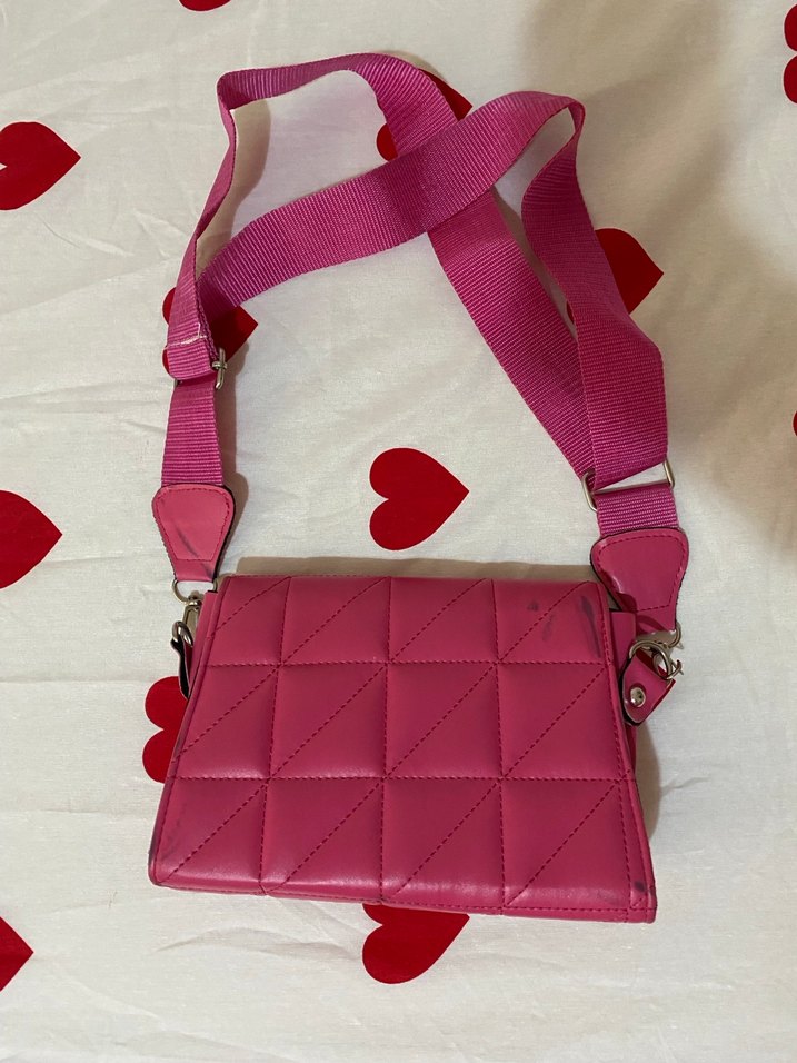 Pembe Deri Kadın Çanta Tokalı - Görsel 2