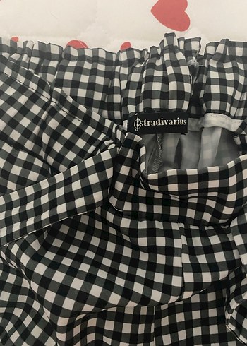 Kadın Siyah Kareli Fırfırlı Pamuk Pantolon - Görsel 2