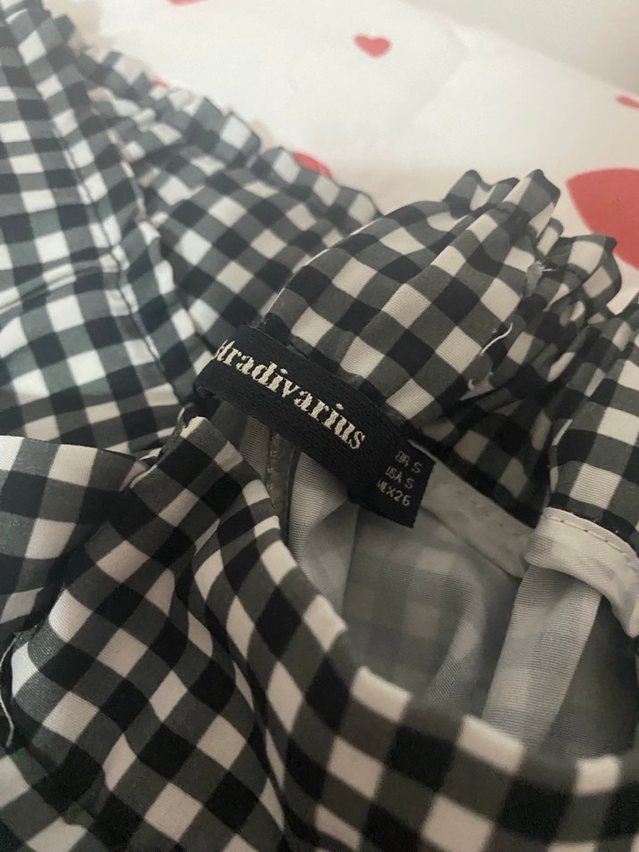 Kadın Siyah Kareli Fırfırlı Pamuk Pantolon - Görsel 3