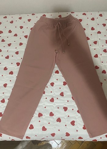 Pembe Bol Kesim Midi Kumaş Pantolon - Görsel 2