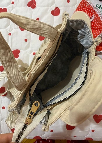 Beyaz Mini Baskılı Fermuarlı Kadın Çanta - Görsel 4