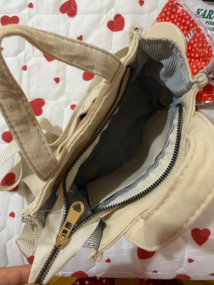 Beyaz Mini Baskılı Fermuarlı Kadın Çanta - Görsel 4