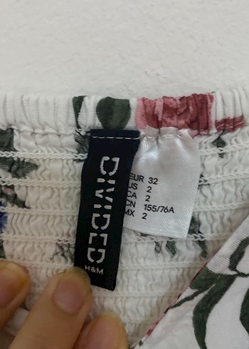 H&M Çiçek Desenli Straplez Midi Bohem Elbise
