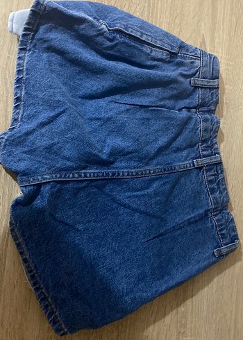 Düğmeli Koyu Mavi Kadın Mini Denim Şort - Görsel 5