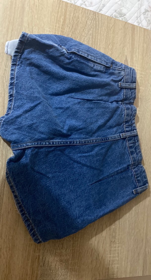 Düğmeli Koyu Mavi Kadın Mini Denim Şort - Görsel 5