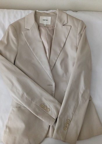 Koton Bej Düğmeli Kadın Blazer Ceket