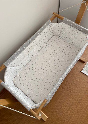 Kraft Gri Yıldız Desenli Bebek Beşiği