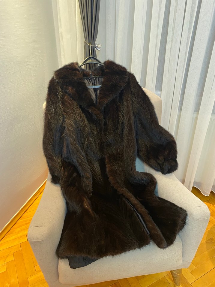 Uzun Kahverengi  Kadın Kürk Kaban ( açıklamayı okuyun ) - Görsel 3