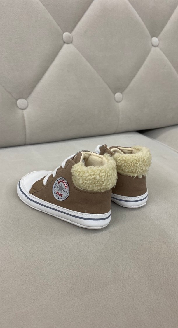 Kürklü Kahverengi Erkek Bebek İlk Adım Ayakkabısı - Görsel 2