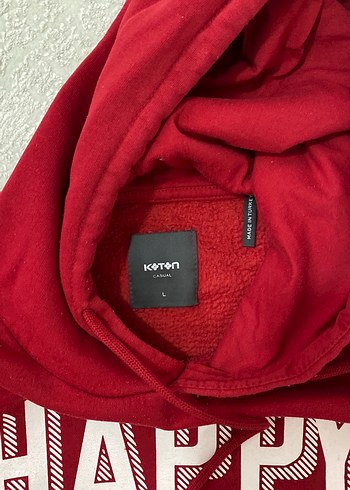 Koton Kapüşonlu Kırmızı Erkek Sweatshirt - Görsel 2