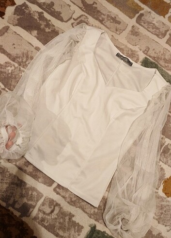 Olalook kolları tül blux - Görsel 4