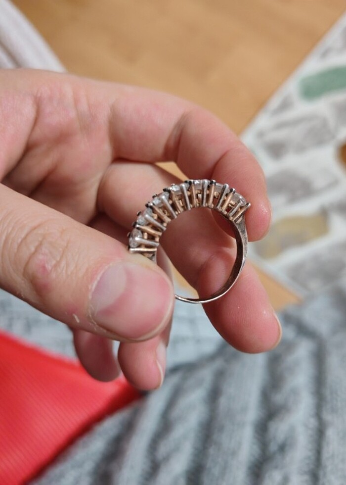 925 ayar zirkon 7 taş yüzük. - Görsel 3