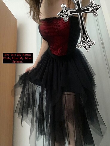 gotik goth victorian tül katlı etek