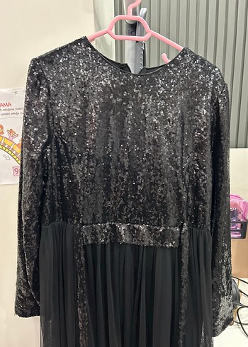 Uzun Kollu Siyah Gotik Abiye Elbise - Görsel 3