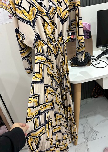 Parisian Zincir Detaylı Çok Renkli Uzun Elbise - Görsel 3