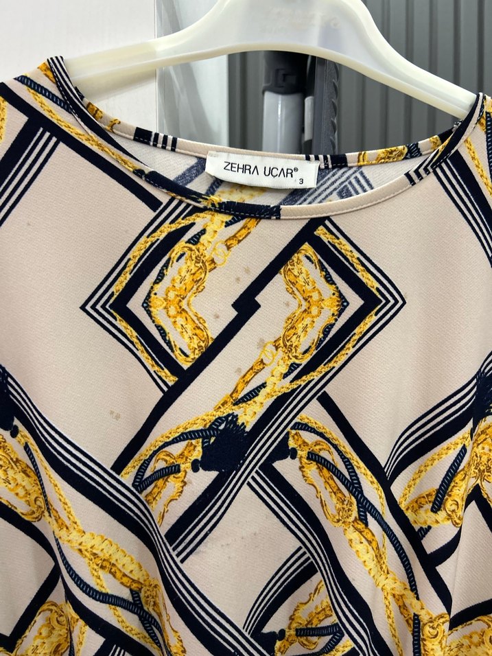 Parisian Zincir Detaylı Çok Renkli Uzun Elbise - Görsel 4